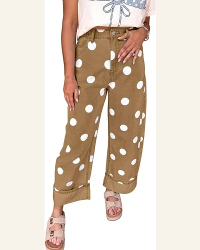 Polka Dot Barrel Jeans Casual High Waisted Daily, view 4