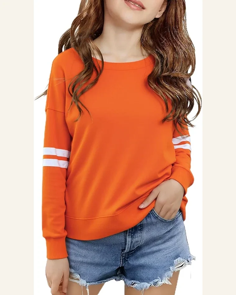 Girls Color Block Casual Long Sleeve Tees by SELINK