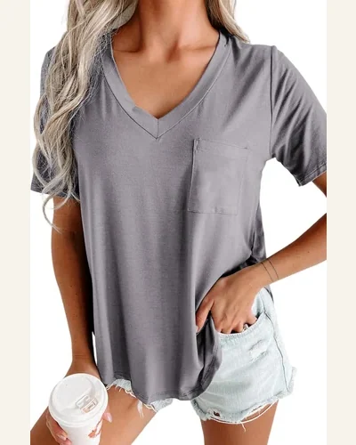 Short Sleeve T Shirt Casual Medium Grey, view 1
