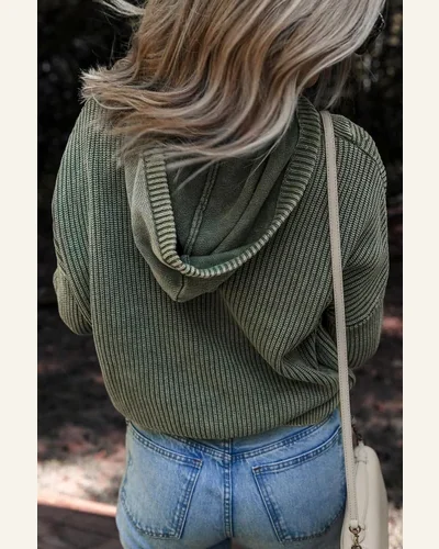 Casual Mist Green Mineral Wash Ribbed Knit Pullover, view 3