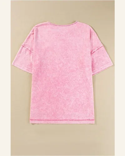 Short Sleeve T Shirt Casual Strawberry Pink Mineral, view 4